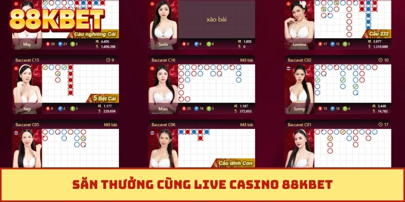 Săn thưởng cùng live casino 88KBET